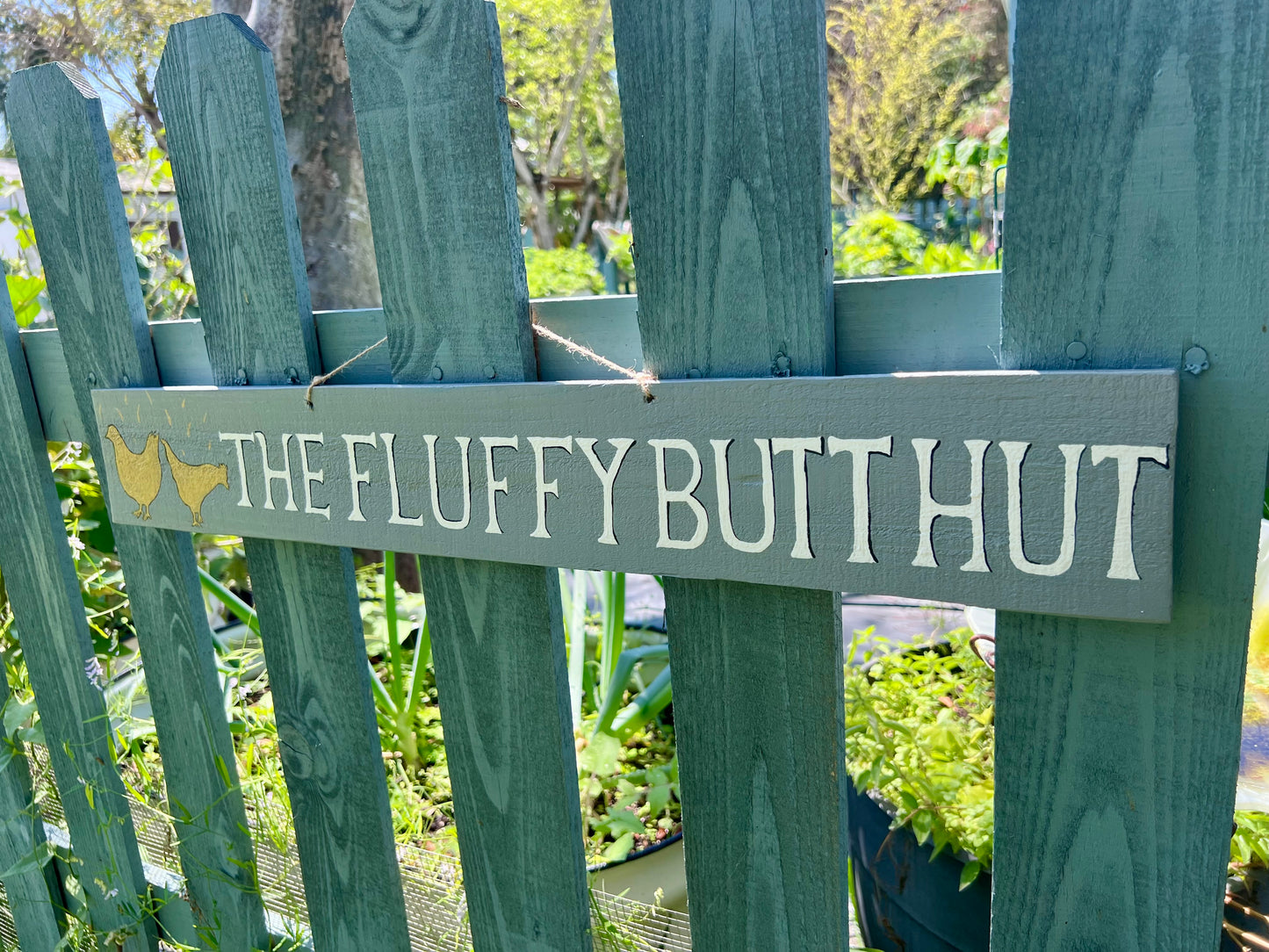 Fluffy Butt Hut Wood Sign