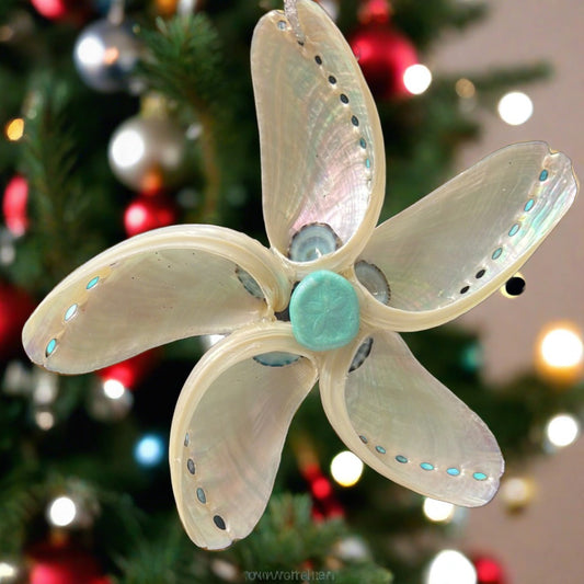Abalone Teal Snowflake Ornament Large