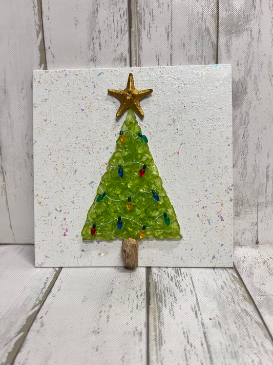 Sea Glass Christmas Tree Plaque