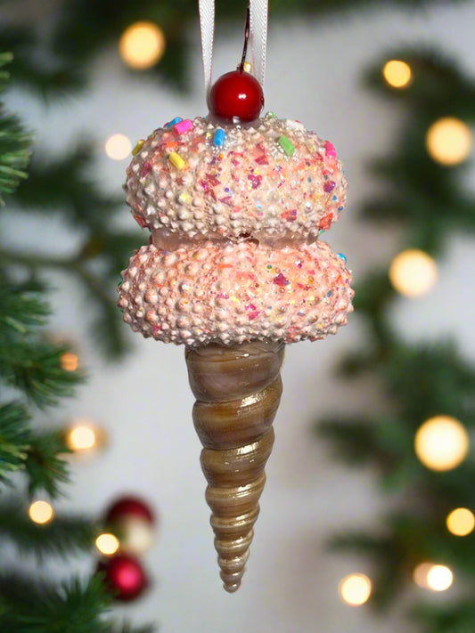 Sea Urchin Ice Cream Cone Ornament