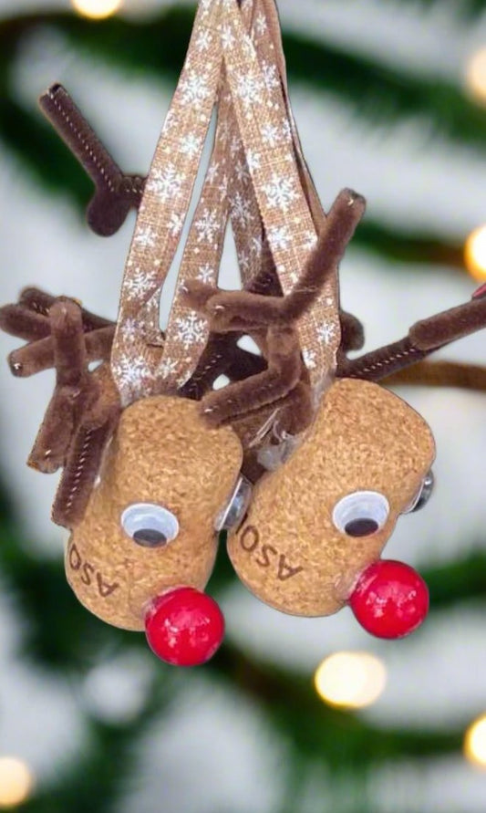 Champagne Cork Reindeer Ornament