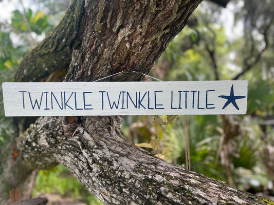 Twinkle Twinkle Little Starfish Wood Sign