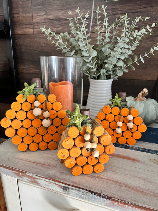 Cork Pumpkin with Starfish Leaf