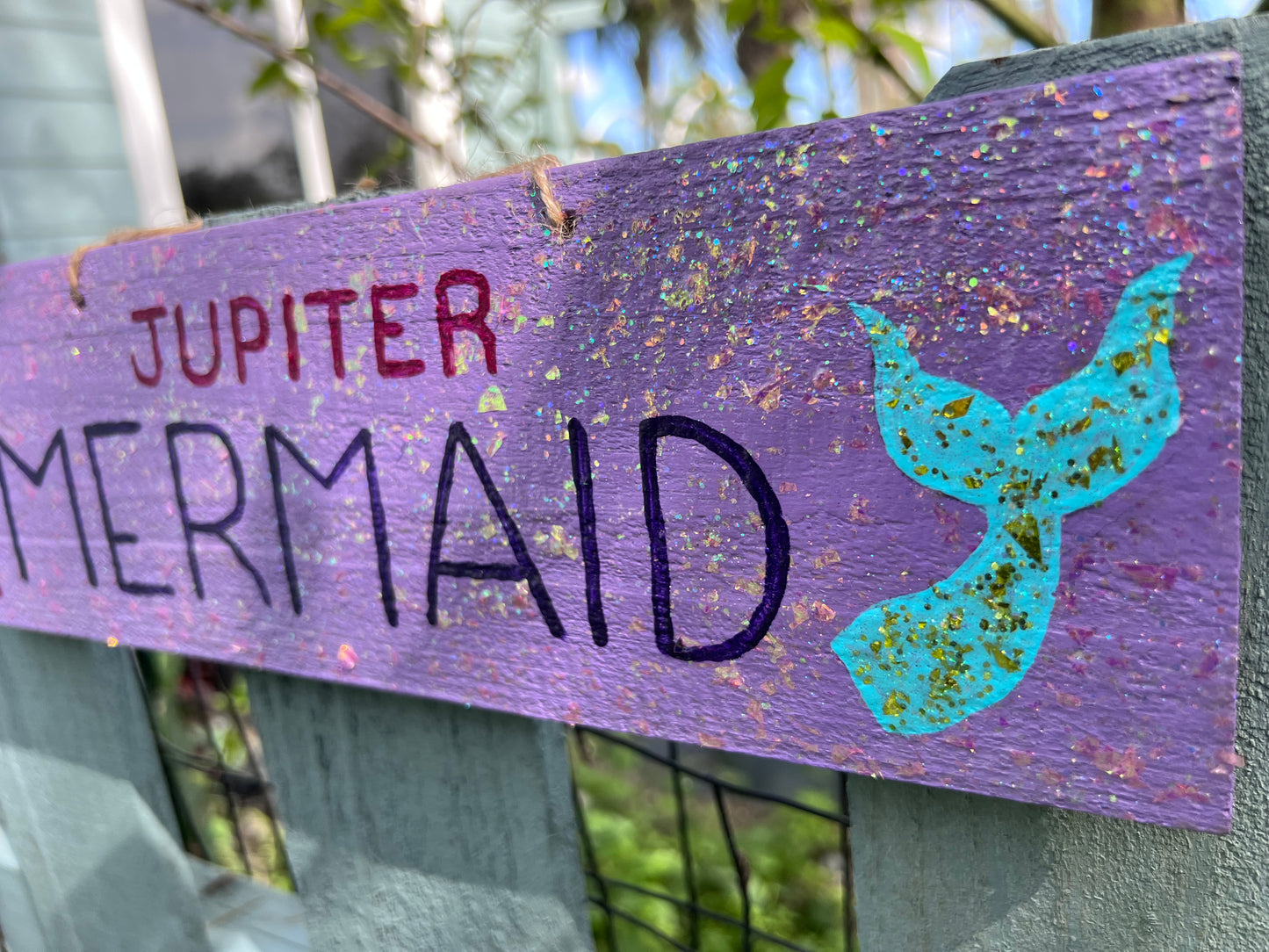 Jupiter Mermaid Coastal Wood Sign