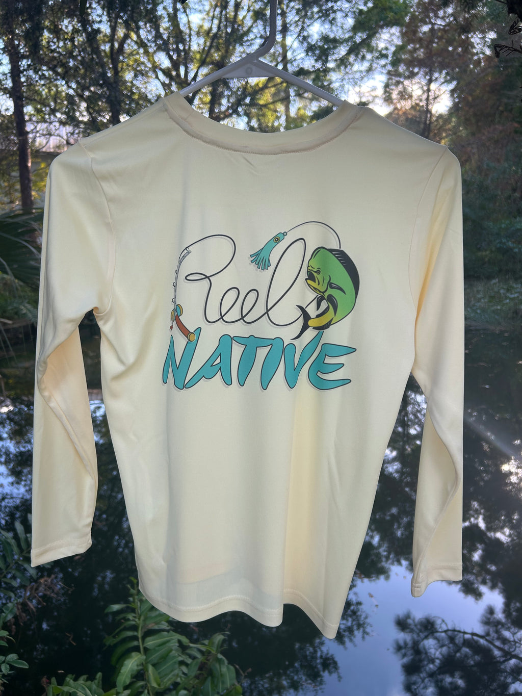 "Yellow Reel Native" Premium Long Sleeve Fishing Shirt for Kids