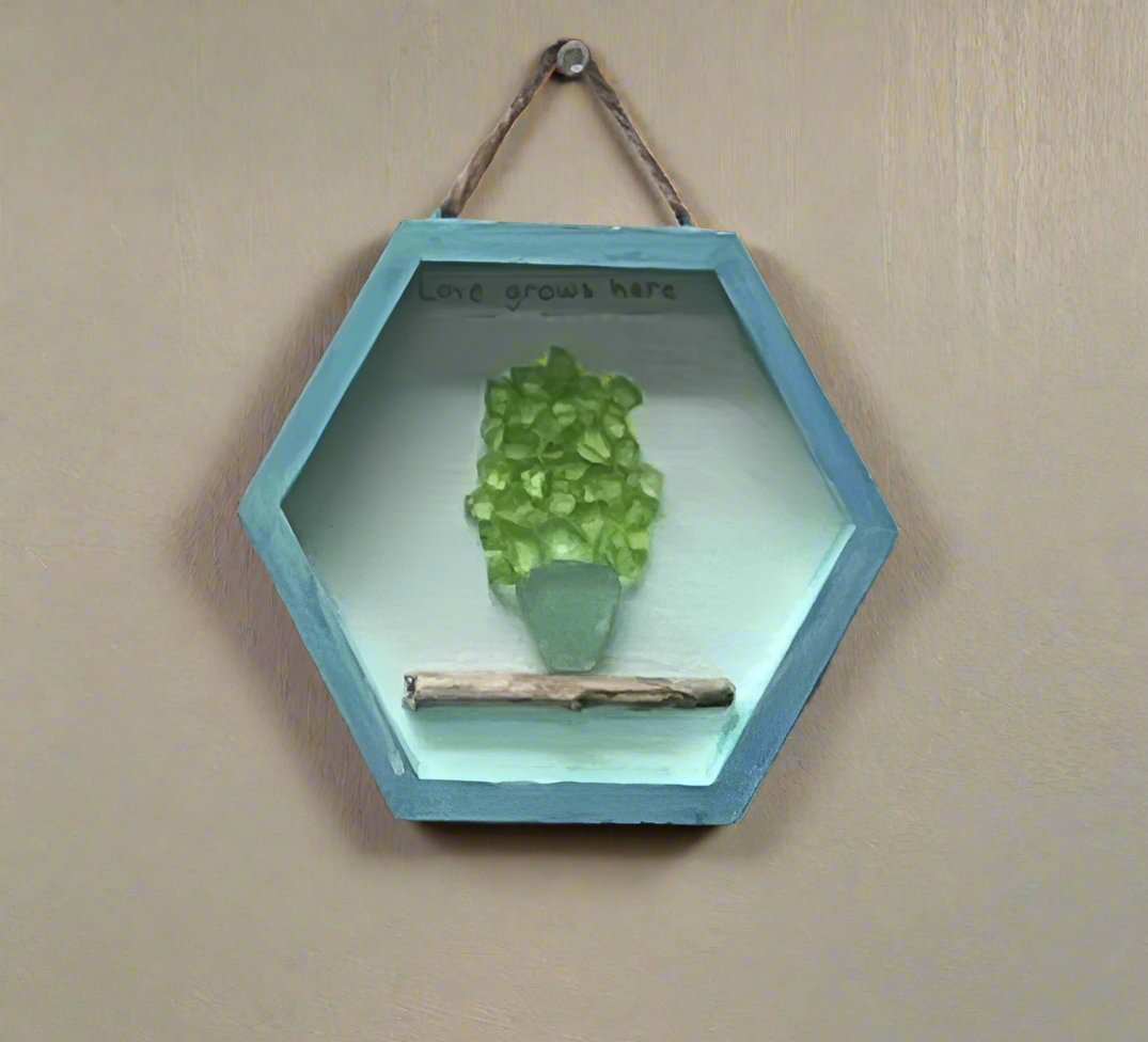 Sea Glass Shadowbox Art