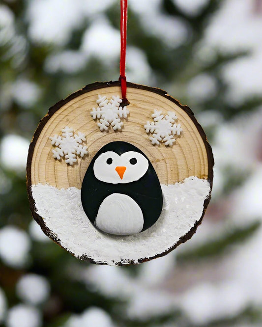 Rock Penguin Ornament