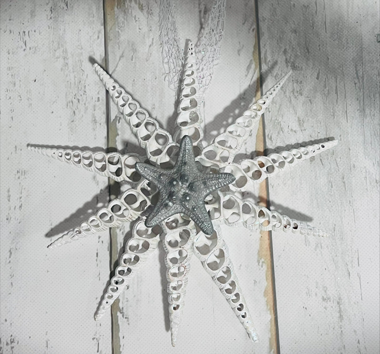 Snowflake Ornament with Silver Starfish