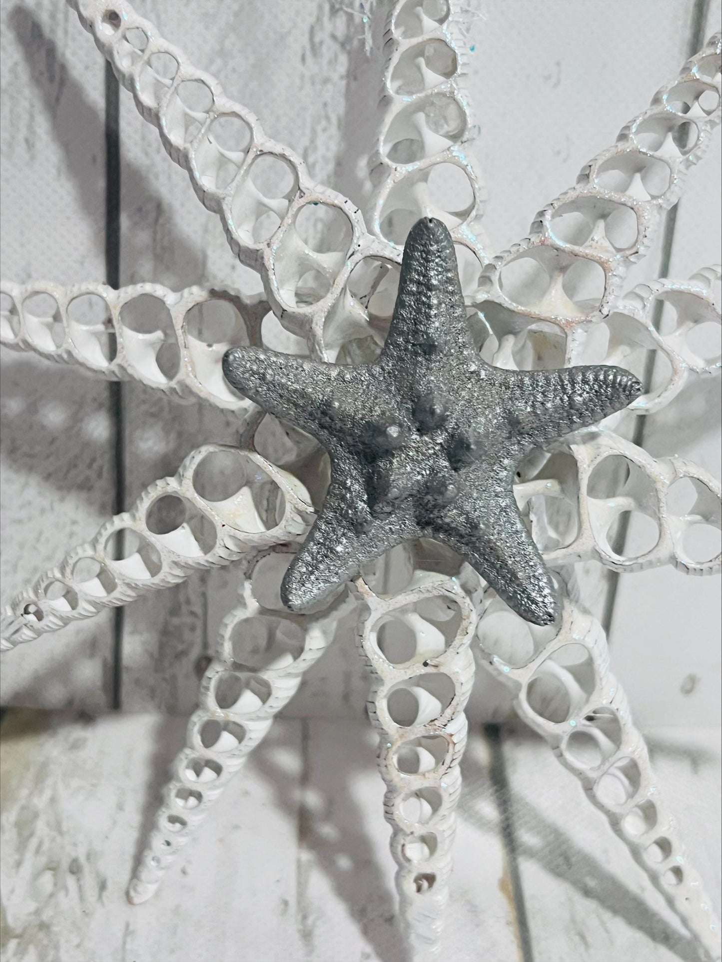 Snowflake Ornament with Silver Starfish