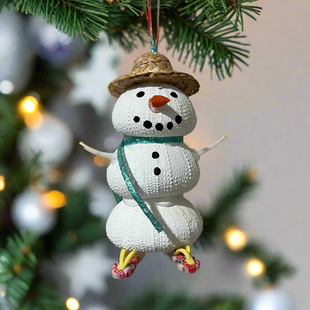 Sea Urchin Beach Snowman Ornament