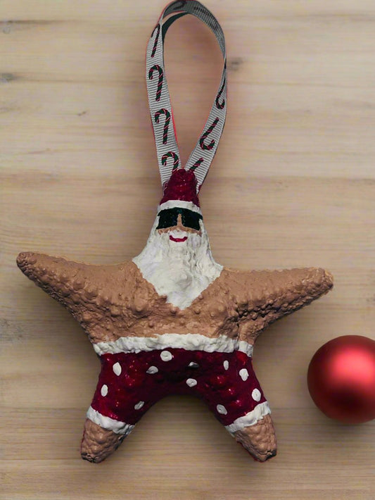 Beach Santa Starfish Ornament