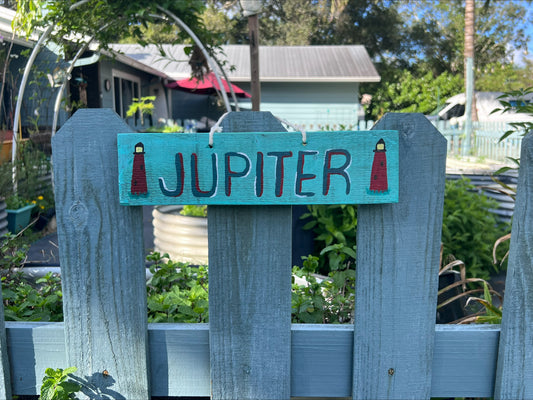 Teal Jupiter Wood Sign