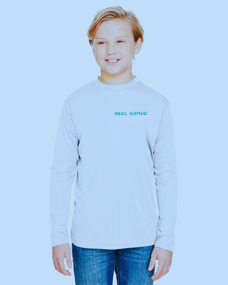 Premium Youth Long Sleeve Shirt - Mahi Sky Blue